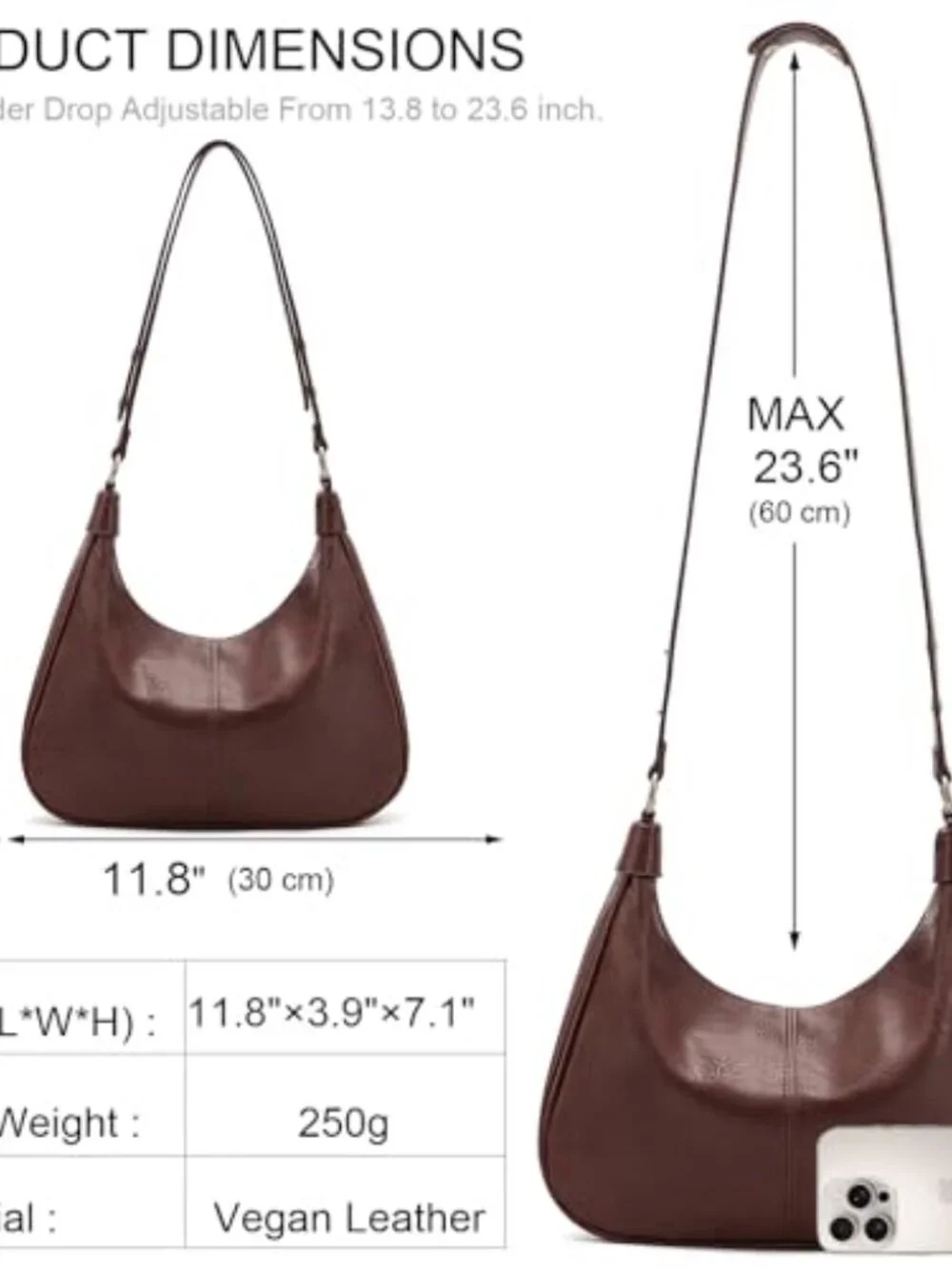 Ultra Soft Foldable Vegan Leather Crossbody Hobo Bag Tote Shoulder Purse